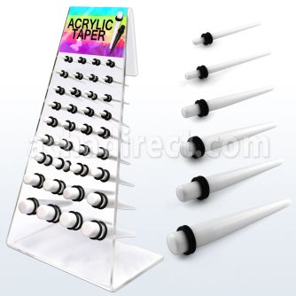 dapg46b display 36 expansores acrilico blanco anillos goma dobles 1 venta
