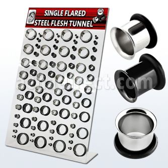 dapg54 display acrilico 88 dilataciones tunel flare unico acero quirurgico pvd negro brillo espejo 3mm 20mm mayorista
