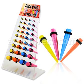 dapg70 display 36 expansores acrilico colores solidos anillos goma dobles 1 distribuidor mayorista