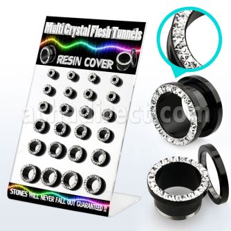 dapg74a display 24 dilataciones tunel acero pvd negro multi cristal claros ferido 4mm 12mm. distribuidor mayorista