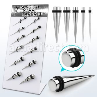 dapg81 display 12 expansores acero quirurgico espejo pulido anillos goma dobles 3mm 10mm distribuidor mayorista