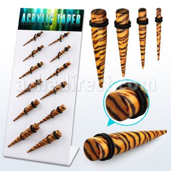 dapg84 display 12 expansores acrilico negro piel tigre impresa anillos goma dobles 3mm 10mm venta