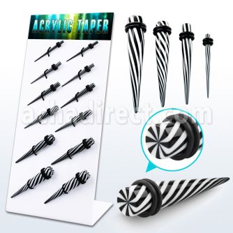 dapg93 display 12 expansores acrilicos espiral colores blanco negro anillo goma 3mm 10mm venta