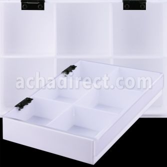 dcs6 vitrina vacia acrilica blanca piercings 6 compartimientos con dimensiones 6mm x 6 5mm cubierta clara venta
