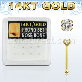 dgnb7 caja 12 piercing nariz hueso oro 14 kts 0 6mm zirconia redondas claras 1 5mm distribuidor