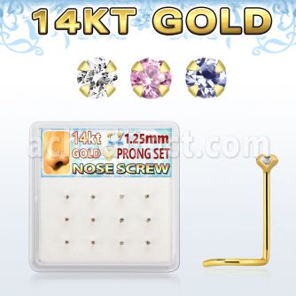 dgsc23 caja 12 piercing nariz l oro 14 kts 0 6mm zirconia redondas colores 1 25mm al por mayor