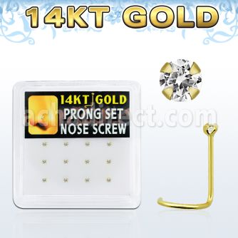 dgsc2 caja 12 piercing nariz l oro 14 kts 0 6mm zirconia claras redondas 1 5mm mayorista