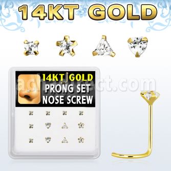 dgsc3 caja 12 piercing nariz l oro 14 kts 0 6mm zirconia claras 3mm formas cuadrada estrella tri corazon distribuidor mayorista