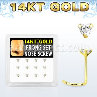 dgsc5 caja 12 piercing nariz l oro 14 kts 0 6mm zirconita redonda corazon 3mm al por mayor