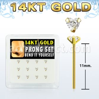 dgys3 caja 12 piercing nariz doblar tu mismo oro 14 kts 0 6mm zirconita redonda corazon 3mm distribuidor