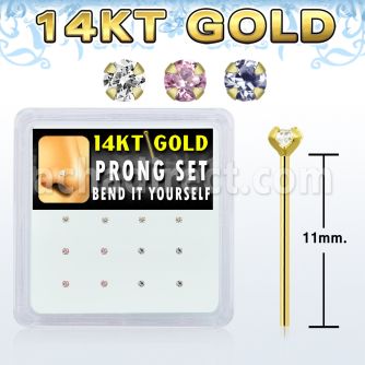 dgys4 caja 12 piercing nariz doblar tu mismo oro 14 kts 0 6mm zirconia redonda 1 5mm distribuidor mayorista