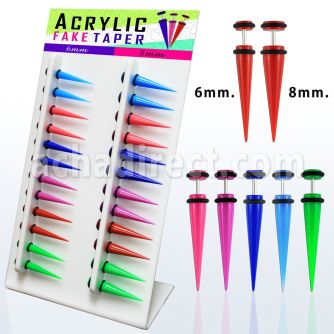 divatp display 24 expansores falsos acrilicos 6mm 8mm anillos goma 6mm 8mm mayorista