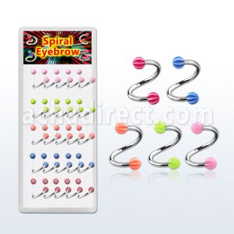 djspe6 caja 25 espirales ceja acero quirurgico bolas acrilicas pelota playa 3mm 8mm 10mm distribuidor mayorista
