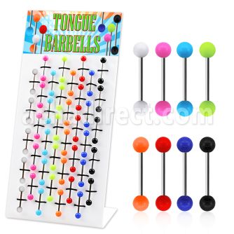 dmvbj2 display 40 barbells lengua acero quirurgico bolas acrilicas colores solidos 6mm 16mm distribuidor