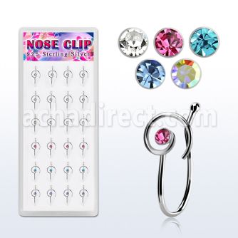 dncl7 caja display 24 piercings nariz clip plata 925 espiral cristal centro venta