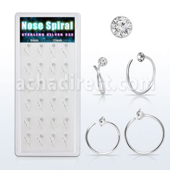 dnrc14 caja display 24 espirales nariz plata 925 0 6mm cristal 2mm 8mm 10mm mayorista