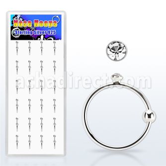 dnsc9 caja display 24 aros nariz plata esterlina 0 6mm bola cristal claro redondo 1 5mm 10mm distribuidor mayorista