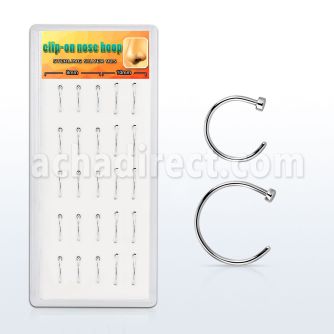dnsm118 caja display 25 piercings nariz clip falsos plata esterlina 8mm 10mm al por mayor