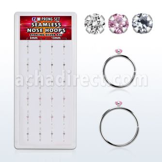dnsm151 caja 24 aro continuo nariz plata 925 0 6mm zirconia redonda 1 5mm 516 & 38 8mm & 10mm al por mayor