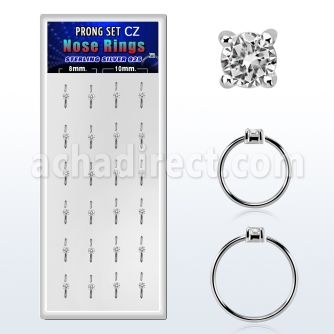 dnsm161 caja 24 aro continuo nariz plata 925 zirconia redonda 1 5mm 8mm 10mm venta