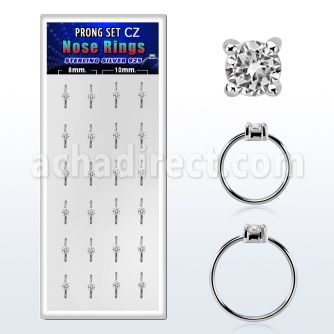 dnsm165 caja 24 aro continuo nariz plata 925 zirconia redonda 2 5mm 8mm 10mm venta