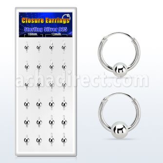 dnsm168 caja 12 pares aro bola presion plata 925 surtido bolas 4mm & 5mm 10mm 12mm venta