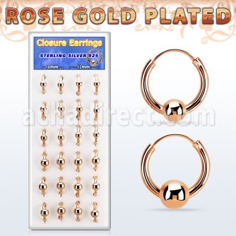 dnsm172 caja 12 pares aro bola presion plata oro rosa surtido bolas 4mm & 5mm 10mm 12mm al por mayor