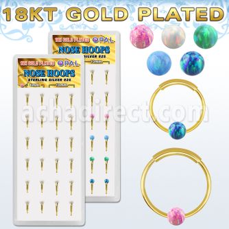 dnsm191 caja 24 aro nariz continuo plata 925 0 6mm oro 18 kts bola opalo 3mm 8mm 10mm mayorista