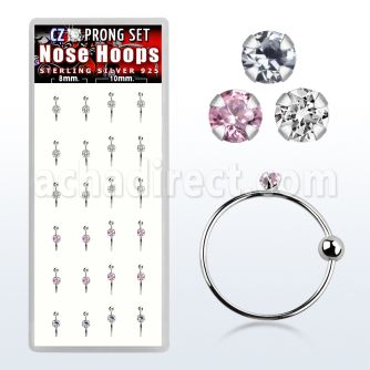 dnsm47 caja 24 aros nariz plata 925 0 6mm bola cierre zirconia redonda 2mm 8mm 10mm mayorista