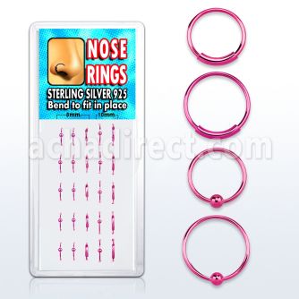 dnsp2 caja display 25 aros nariz plata 925 rosa 0 6mm 15 bola 10 aros continuos distribuidor mayorista