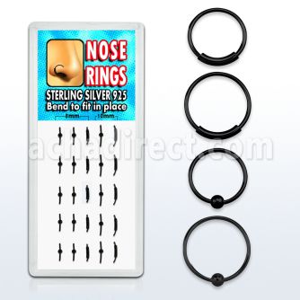 dnsp3 caja display 25 aros nariz plata esterlina negro 0 6mm 15 bola 10 aros continuos distribuidor
