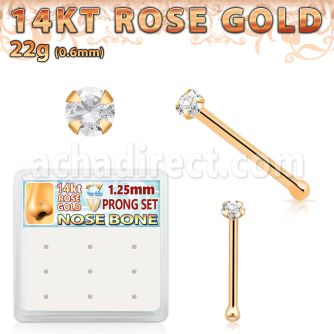 drnb26 caja 9 piercing nariz hueso oro rosa 14 kts 0 6mm zirconia claras redondas 1 25mm distribuidor mayorista