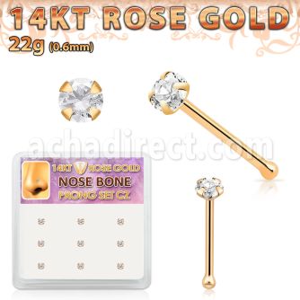 drnb6 caja display 9 piercing nariz hueso oro rosa 14 kts 0 6mm zirconia redonda 2mm distribuidor mayorista