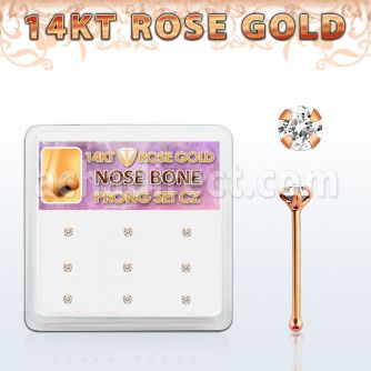 drnb7 caja display 9 piercing nariz hueso oro rosa 14 kts 0 6mm zirconia redondas claras 1 5mm venta