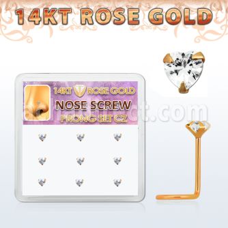 drsc18 caja display 9 nariz l oro rosa 14 kts 0 6mm zirconia corazon 3mm al por mayor