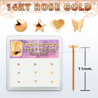 drys2 caja display 9 piercing nariz doblar tu mismo oro rosa 14 kts 0 6mm formas estrella rendonda corazon mariposa mayorista