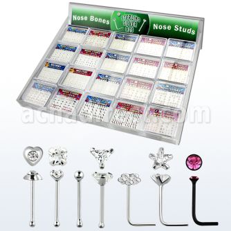dsvm20 display piercing nariz plata piercing nariz l plata negro zirconia corazon estrella mayorista
