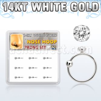 dw14nh5 caja 9 aros nariz oro blanco 14 kts 0 6mm bola cierre zirconia redonda clara 2mm mayorista