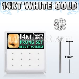 dwys3 caja 12 piercing nariz doblar tu mismo oro blanco 14 kts 0 6mm zirconia redonda 1 5mm distribuidor