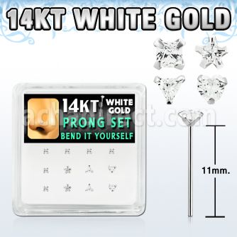 dwys8 caja 12 blanco piercing nariz doblar tu mismo oro 14 kts 0 6mm zirconia formas cuadrado estrella tri corazon venta por mayor