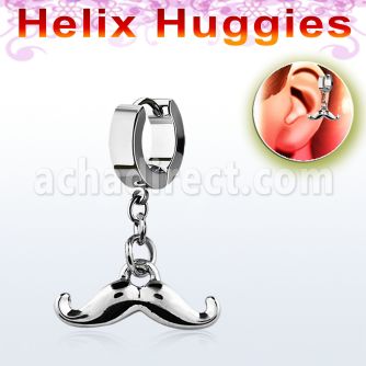 ehh517 pendiente huggie helix acero inoxidable bigote liso colgado se vende por pieza distribuidor