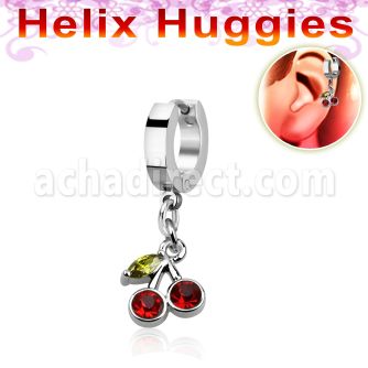 ehhchz pendiente huggie helix acero inoxidable cereza zirconia se vende por pieza venta