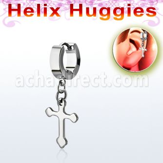 ehhcros pendiente huggie helix acero inoxidable cruz lisa se vende por pieza mayorista