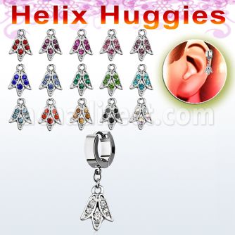 ehhtu1 pendiente huggie helix acero inoxidable flor tulipan cristal se vende por pieza al por mayor