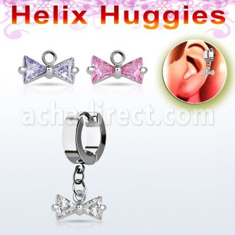 ehhz408 pendiente huggie helix acero inoxidable arco zirconia colgado se vende por pieza venta