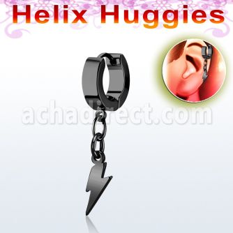 ehklit pendiente huggie helix pvd negro colgante acero liso rayo mayorista