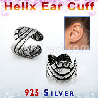 ehvcf19 piercing helix tipo ear cuff plata esterlina entrelazado ola mayorista