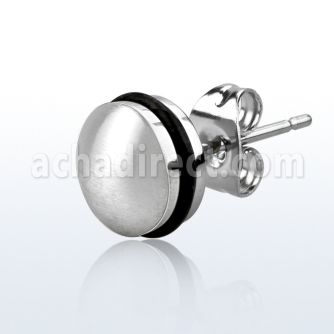 er103 par piercing oreja boton acero inoxidable mate pulido anillos goma 10mm mayorista