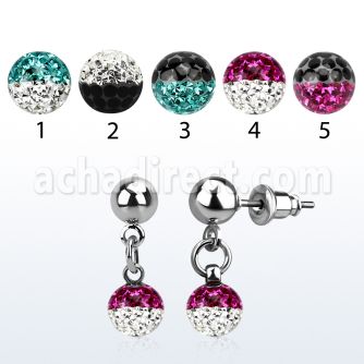 er263e piercing oreja acero quirurgico 6mm multi cristal ferido colores vendido por pieza mayorista