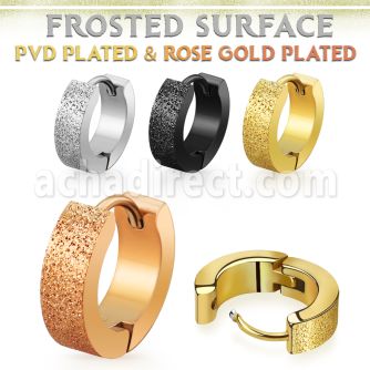 er269h par pendientes huggie acero inoxidadble superficie efecto esmerilado distribuidor mayorista